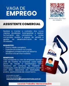 Vaga para Assistente Comercial