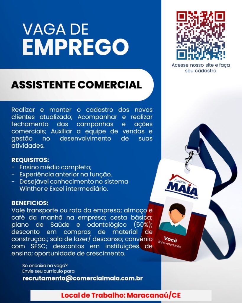 Vaga para Assistente Comercial 