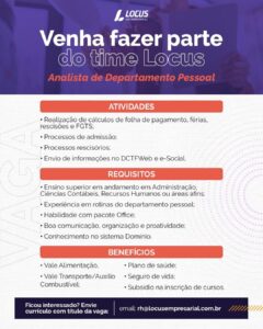 Vaga para Analista de Departamento Pessoal