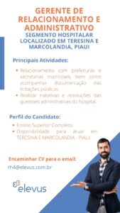 Vaga para Gerente de Relacionamento