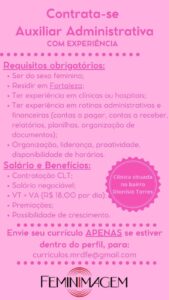 Vaga para Auxiliar Administrativo