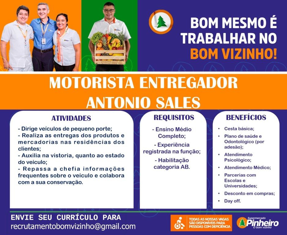 Vaga para Motorista Entregador