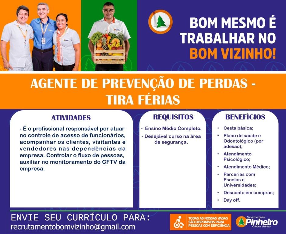 Vaga para Agende de Prevenção de Perdas