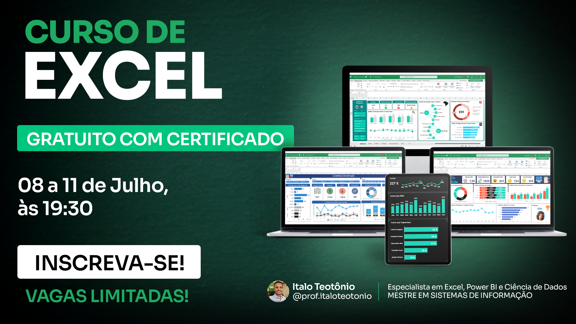 Curso Gratuito de Excel com Certificado e Material Didático