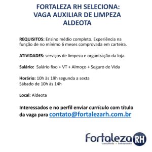 Vaga para Auxiliar de Limpeza