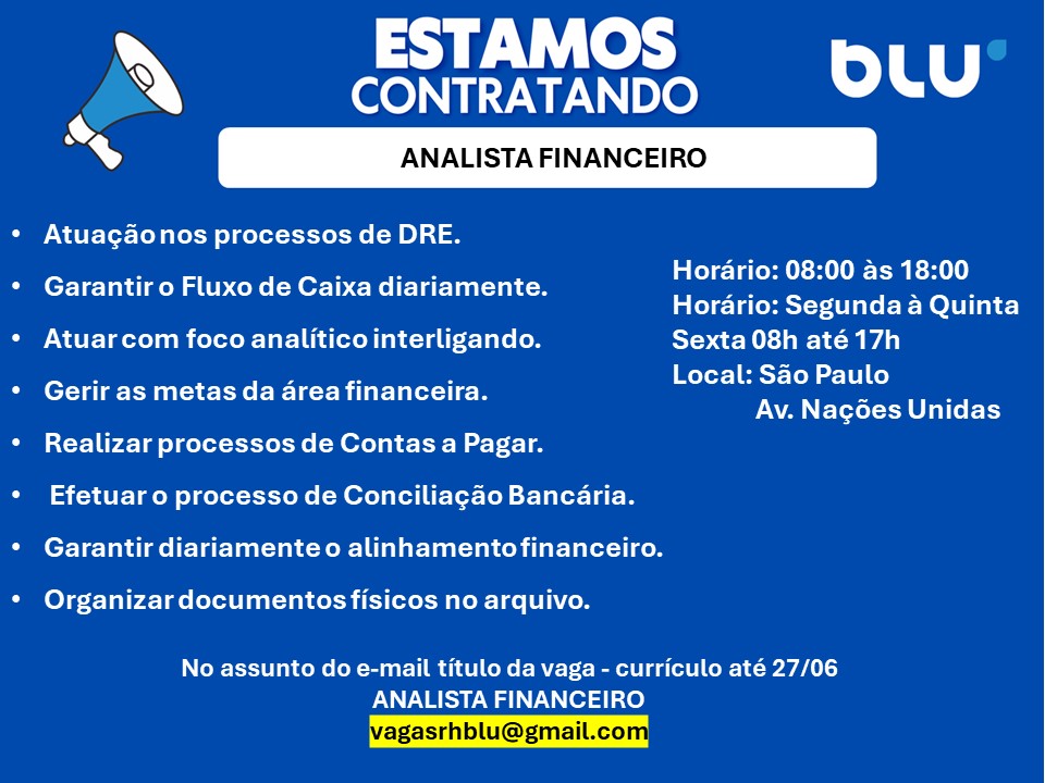 Vaga para Analista Financeiro