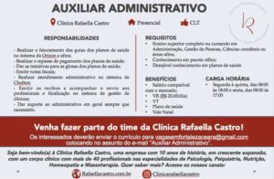 Vaga para Auxiliar Administrativo (Clinica)