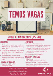 Vaga para Assistente Adiministrativo