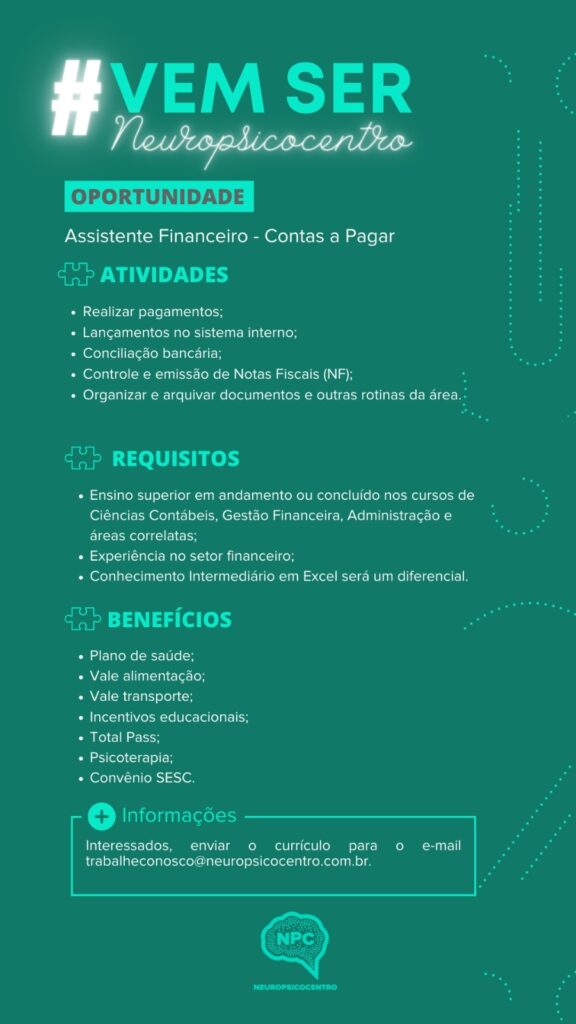 Vaga para Assistente Financeiro