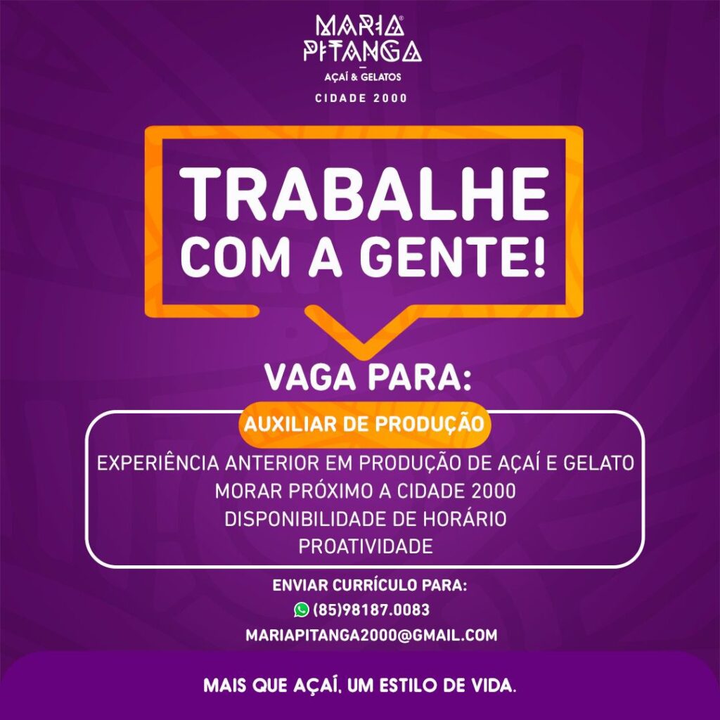 Vaga para Auxiliar de Produção