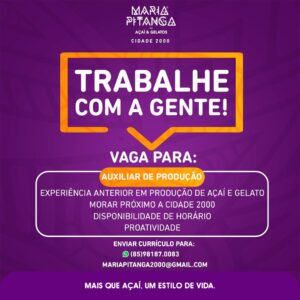 Vaga para Auxiliar de Produção