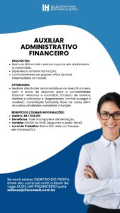 Vaga para Auxiliar Administrativo