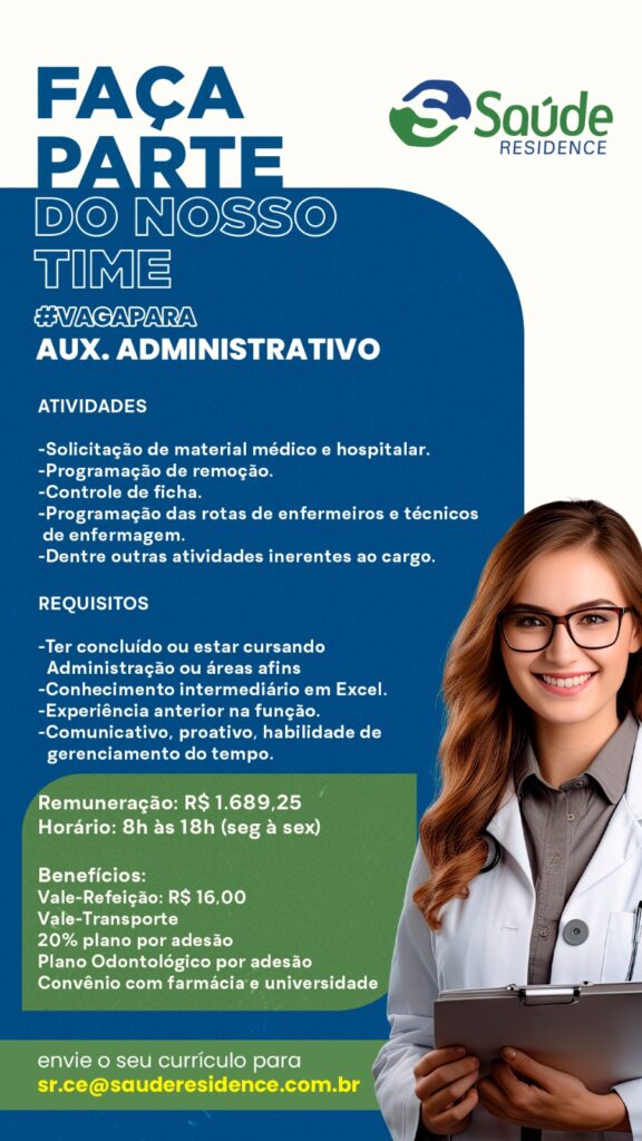 Vaga para Auxiliar Administrativo 