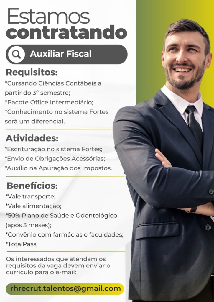 Vaga para Auxiliar Fiscal