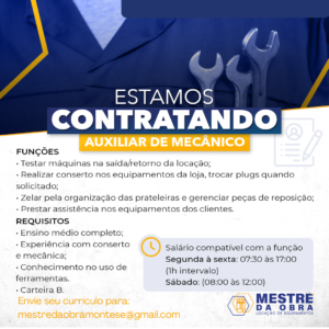 Vaga para Auxiliar Mecânico