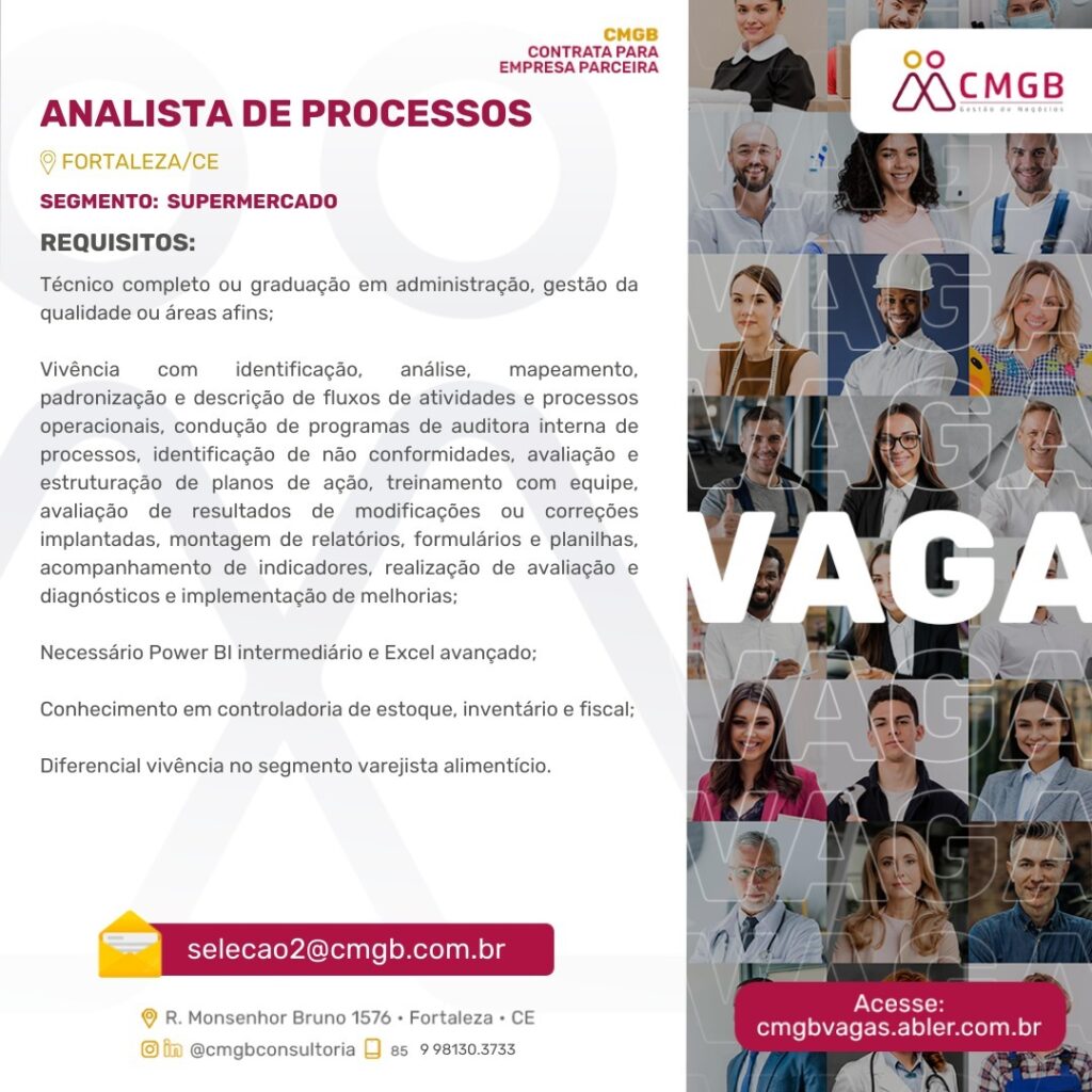 Vaga para Analista de Processos