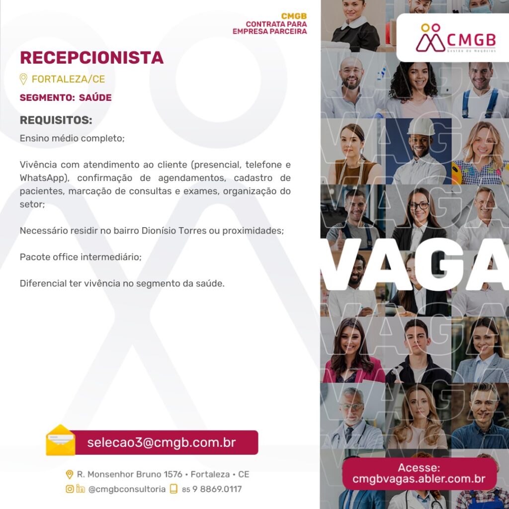 Vaga para Recepcionista