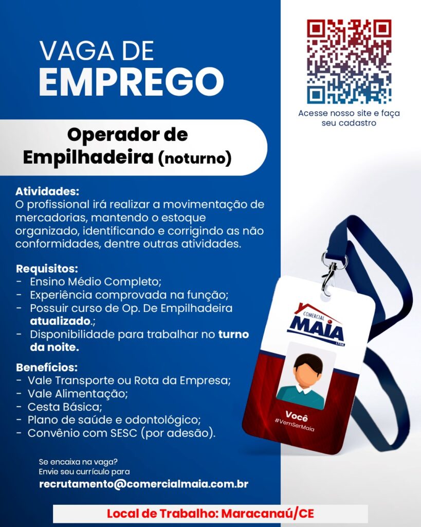 Vaga para Operador de Empilhadeira