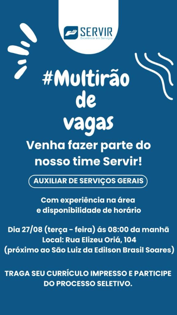 Mutirão de Vagas para Auxiliar de Serviços Gerais