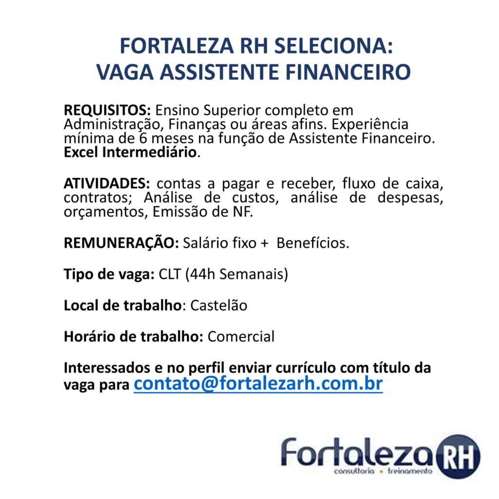 Vaga para Assistente Financeiro