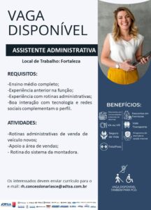 Vaga para Assistente Administrativa