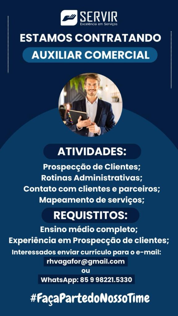 Vaga para Auxiliar Comercial