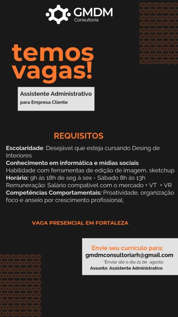 Vaga para Assistente Administrativo