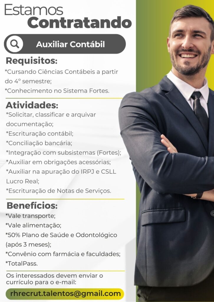Vaga para Auxiliar Contábil 