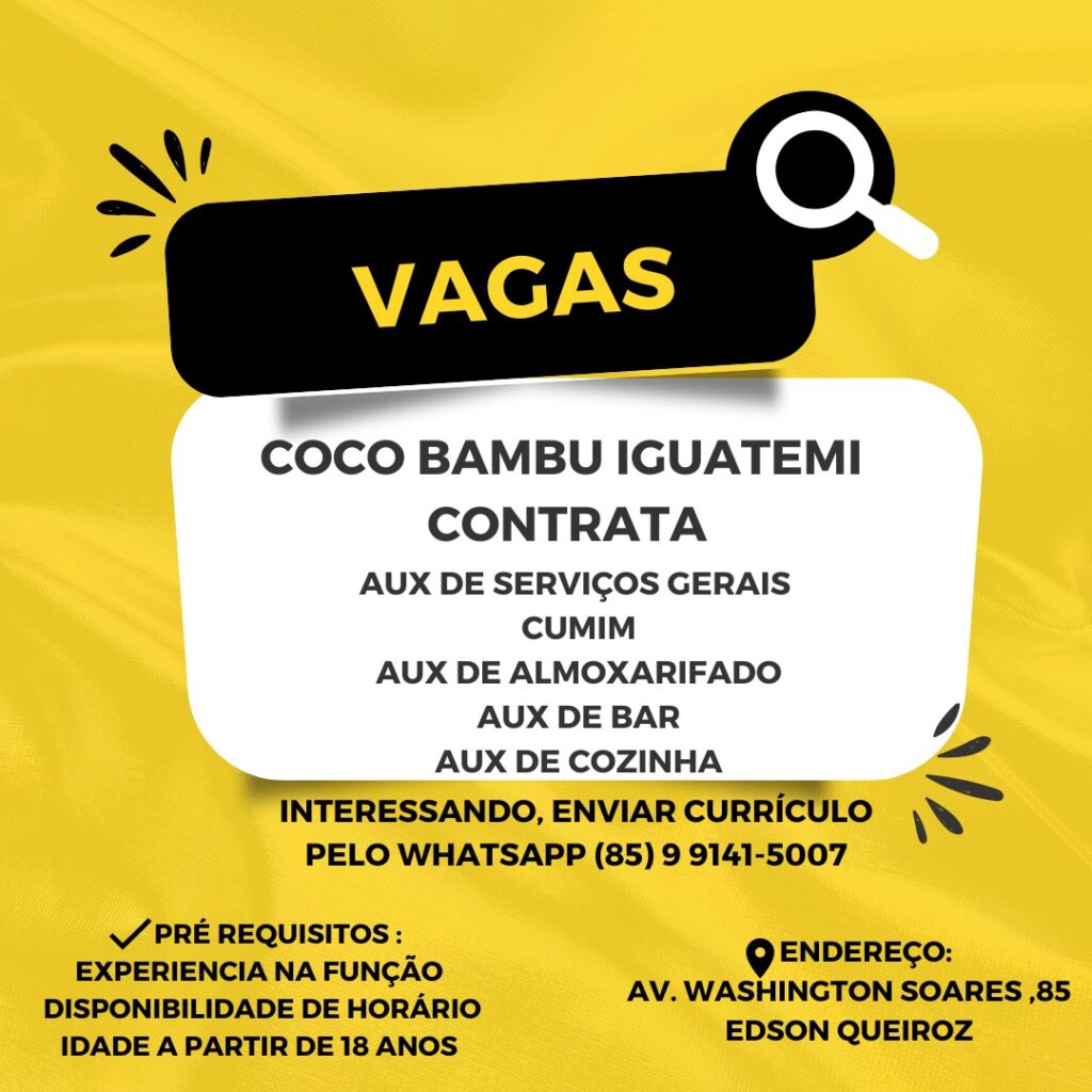 Diversas Vagas Coco Bambu Iguatemi