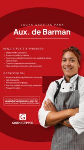 Vaga para Auxiliar de Barman