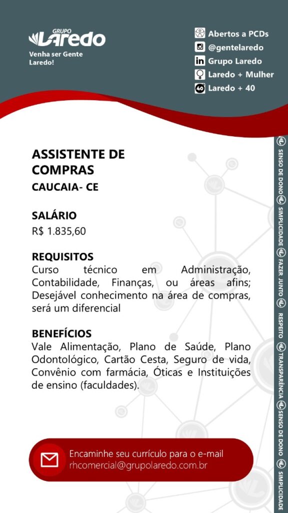 Vaga para Assistente de Compras 