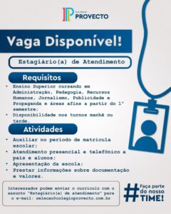 Vaga de Estágio em Atendimento