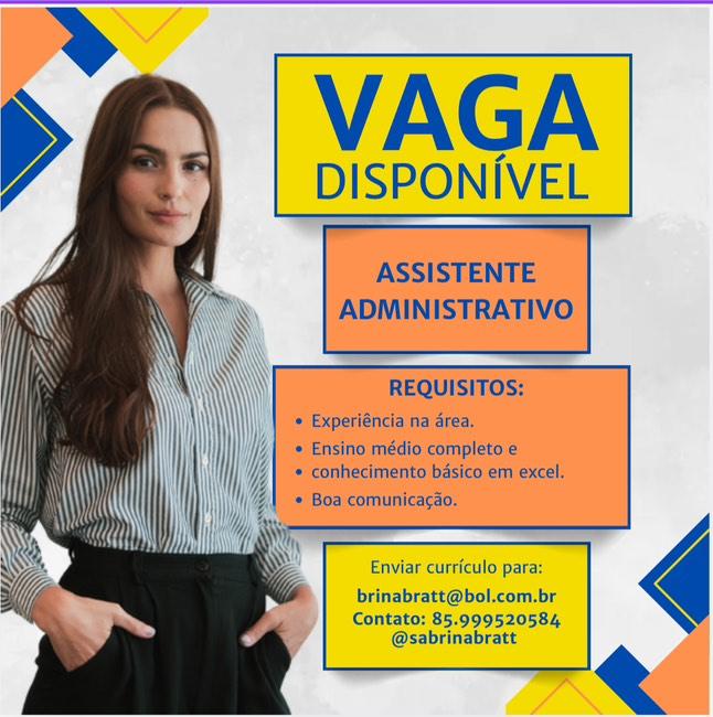 Vaga para Assistente Administrativo 