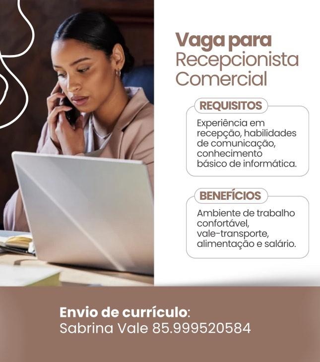 Vaga para Recepcionista 