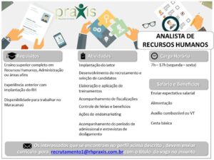 Vaga para Analista de RH