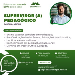 Vaga para Supervisor Pedagógico