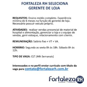 Vaga para Gerente de Loja