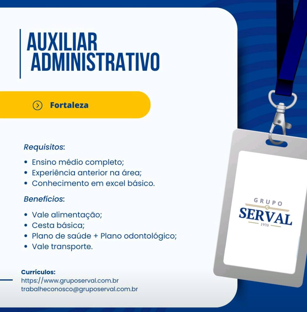 Vaga para Auxiliar Administrativo 