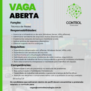Vaga para Técnico de Redes
