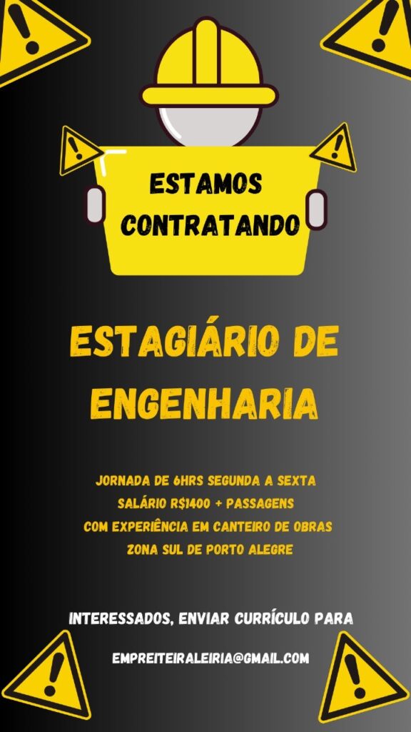 Vaga para estagiário de Engenharia