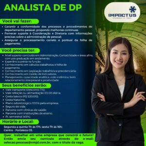Vaga para Analista de Departamento Pessoal