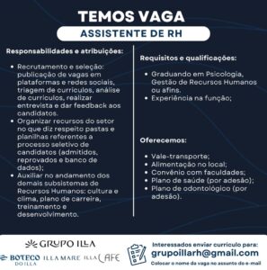Vaga para Assistente de RH
