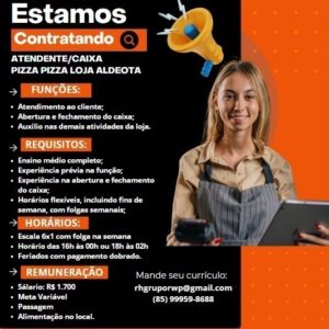 Vaga para Atendente e Caixa