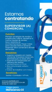 Vaga para Supervisor Comercial