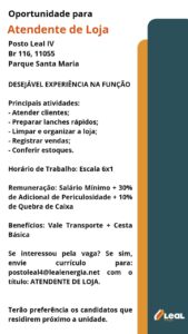 Vaga para Atendente de Loja