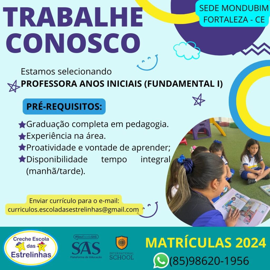 Vaga para Professor de Educação infantil e fundamental 