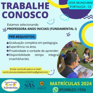 Vaga para Professor de Educação infantil e fundamental