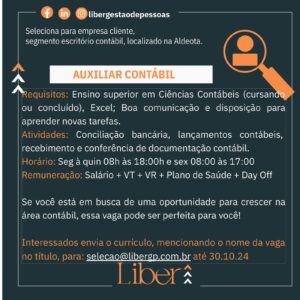 Vaga para Auxiliar Contábil