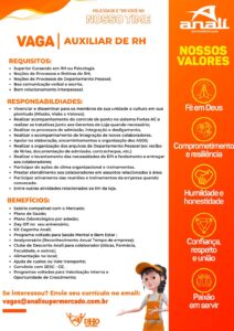 Vaga para Auxiliar de RH