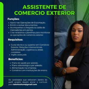 Vaga para Assistente de Comércio Exterior